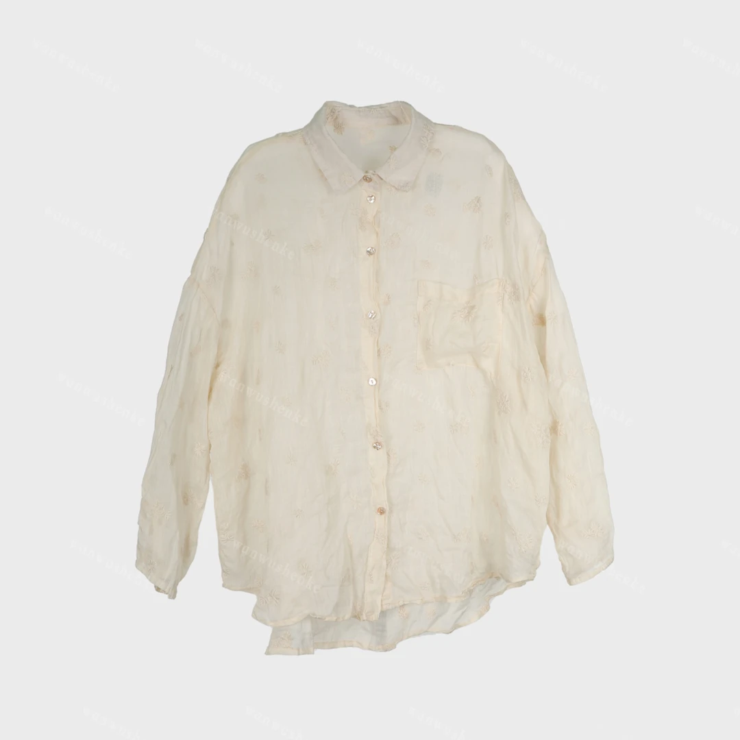 万物身客 时尚透气提花舒适开衫衬衫休闲百搭