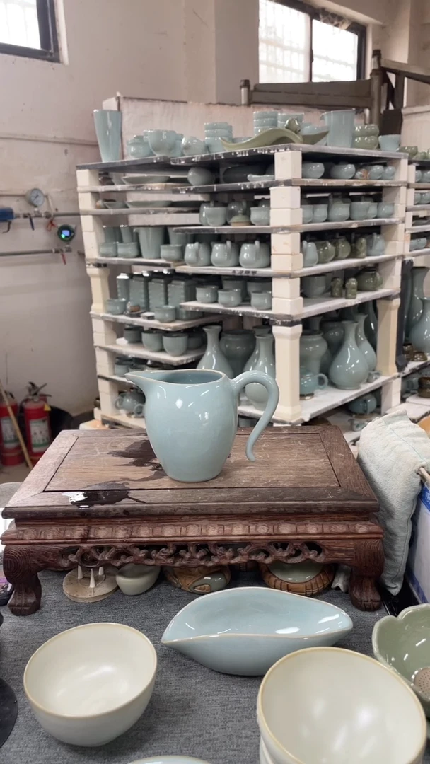 瓷片天青美人公道杯