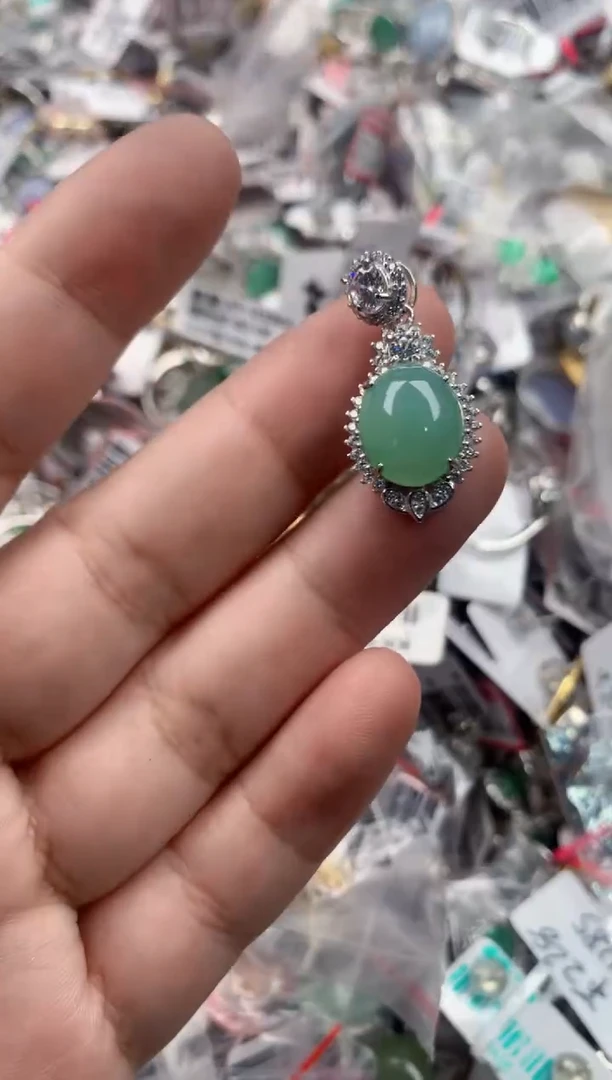 银S925镶嵌戒指翡翠13   5