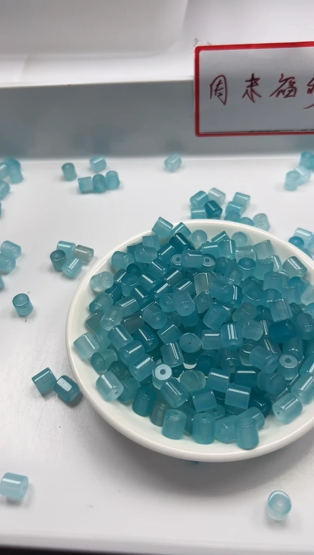 玛瑙/玉髓颈饰未镶嵌W2980海蓝宝桶珠8*8mm*10颗