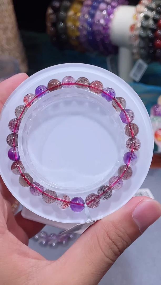 未镶嵌手串水晶黑加仑超七单圈7m+