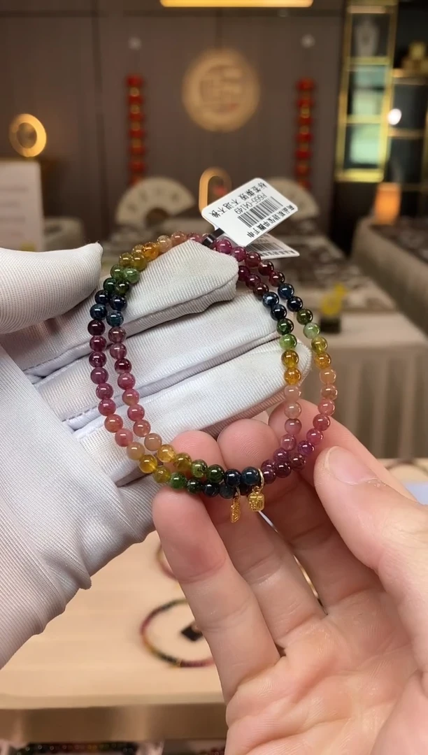 未镶嵌老矿碧玺彩虹单圈手串4mm+碧玺多样性发货一条xion
