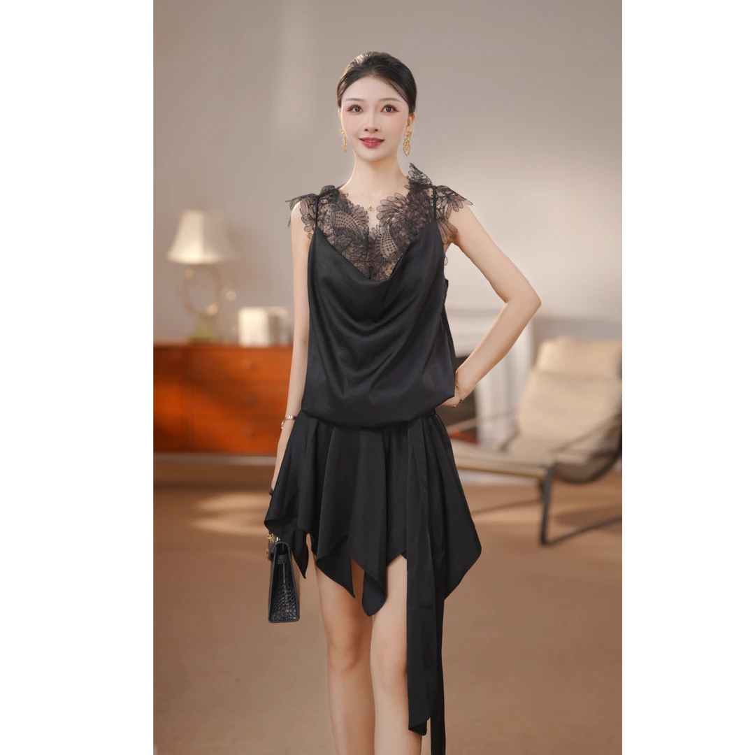 【静静】夏季氛围感连衣裙女小众设计感不规则绝美裙子 M532