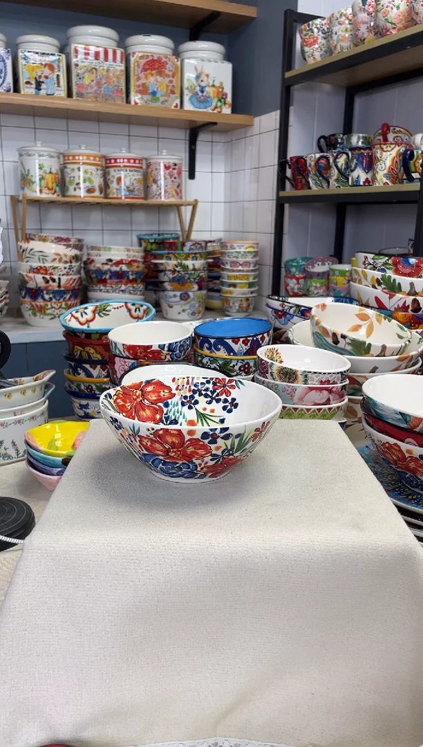 【闪购商品】陶瓷三色堇6英寸碗 一个