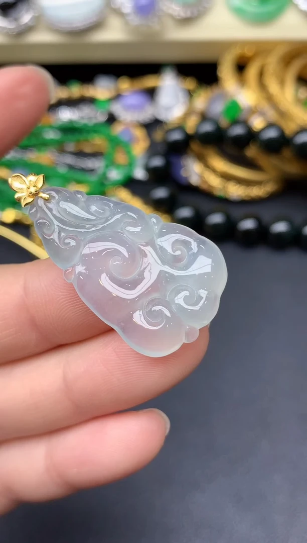 颈饰18K金镶嵌翡翠27-雪姐翡翠天天见