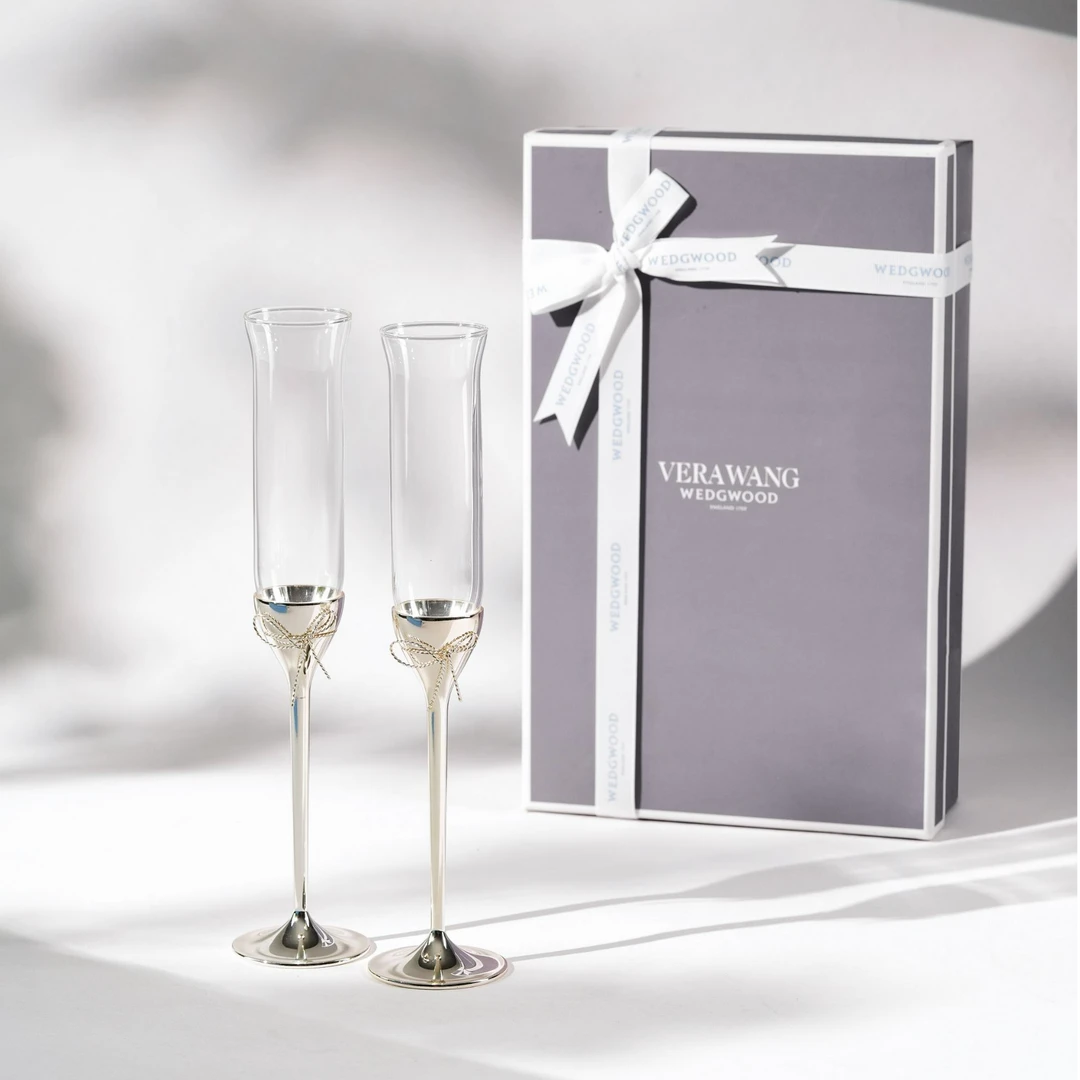 Wedgwood Vera Wang爱之结绳王微微香槟杯情侣对杯酒杯葡萄酒杯