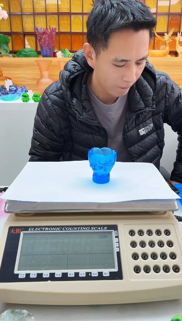 手工艺品琉璃蓝色兰花咖啡杯