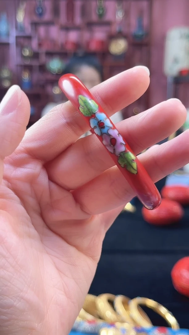 非遗技艺 景漆结合手镯 60 红