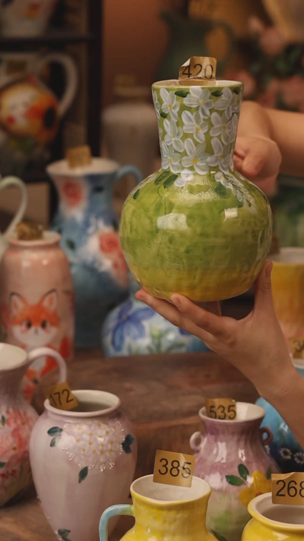 陶瓷420景德镇设计师手作花器摆件侘寂风