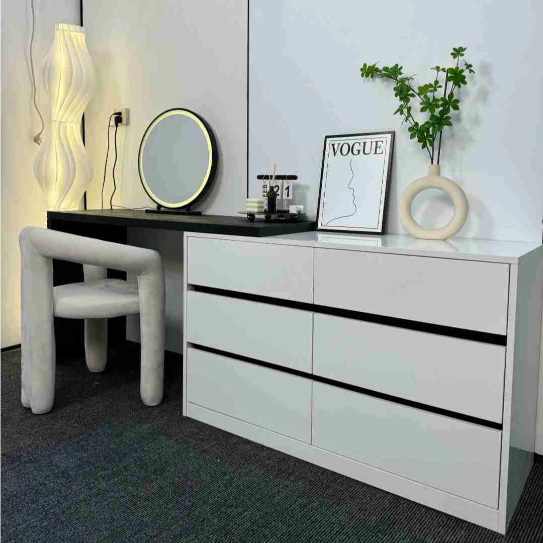 经典黑白搭配床尾收纳实木妆台斗柜一体2025年新款简约简约轻奢