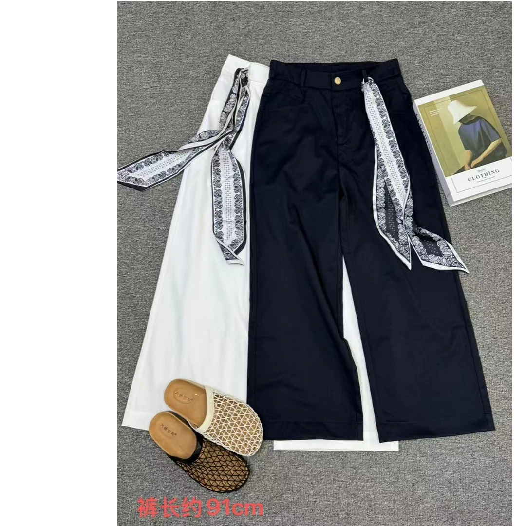 6960丝带九分窄版直筒裤
