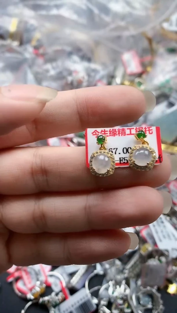 银S925镶嵌戒指翡翠天然A货缅甸翡翠