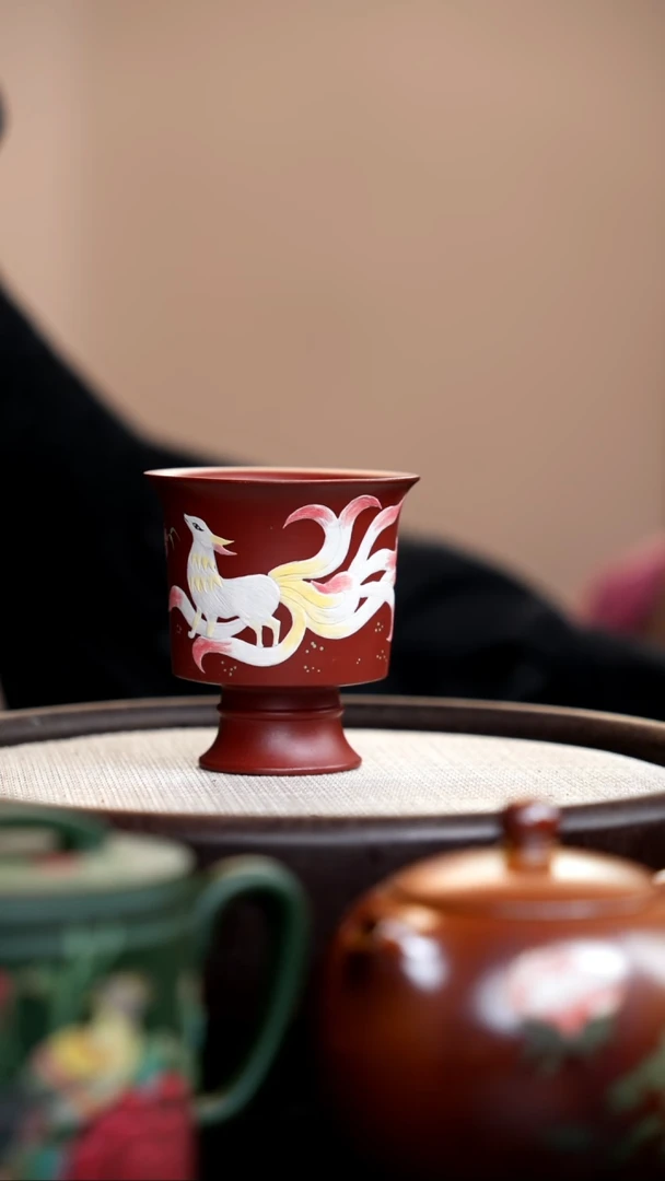 茶壶紫砂朱泥高脚杯凤九
