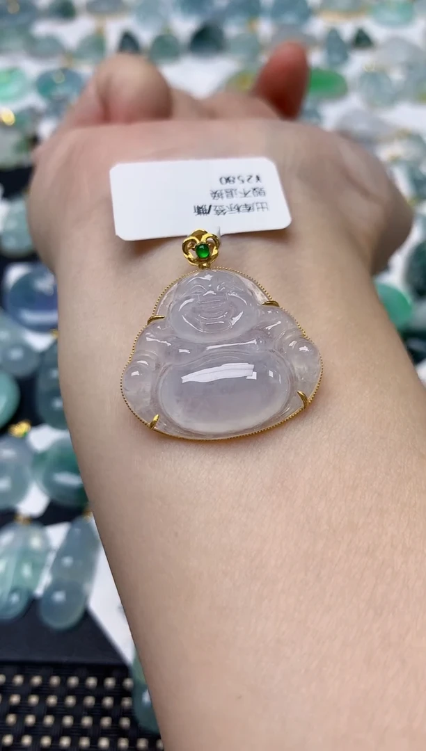颈饰18K金镶嵌翡翠天然缅甸A货翡翠