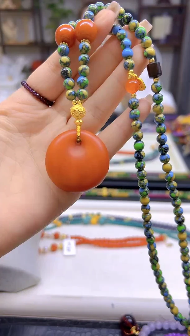 未镶嵌毛衣链蜜蜡DIY款M12