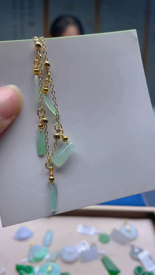 【闪购商品】翡翠手链银S925镶嵌缅甸A货翡翠