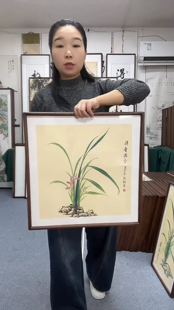 国画尺寸52*52实木画框京东包邮手绘
