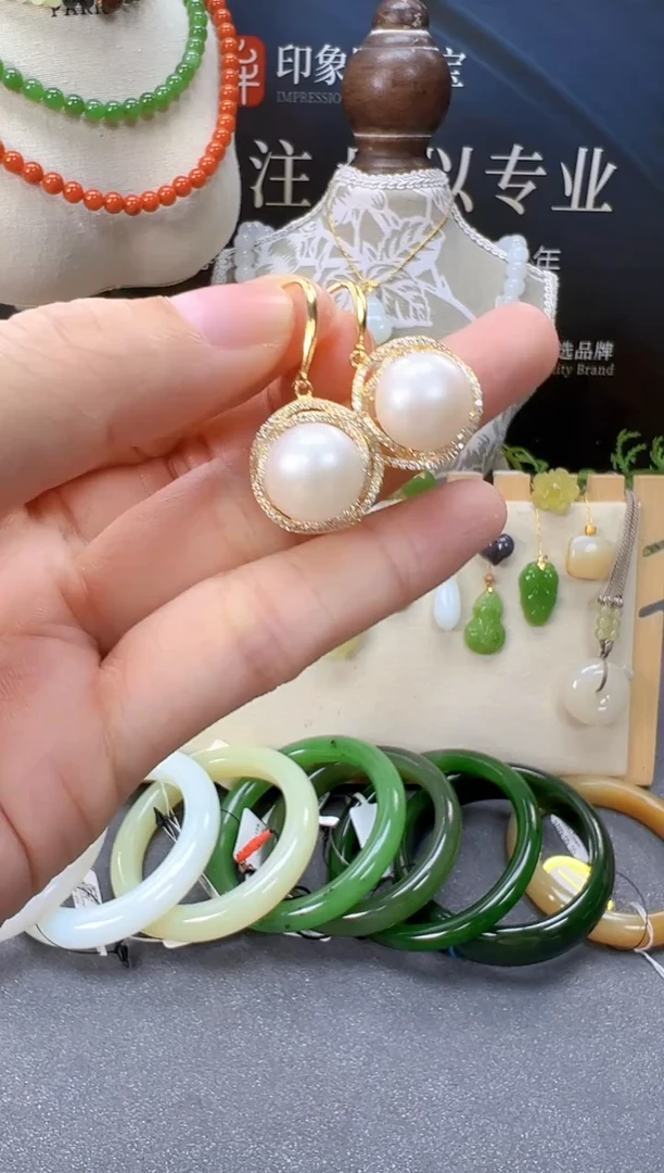 银S925镶嵌耳饰淡水珍珠多样性拍一发一cg