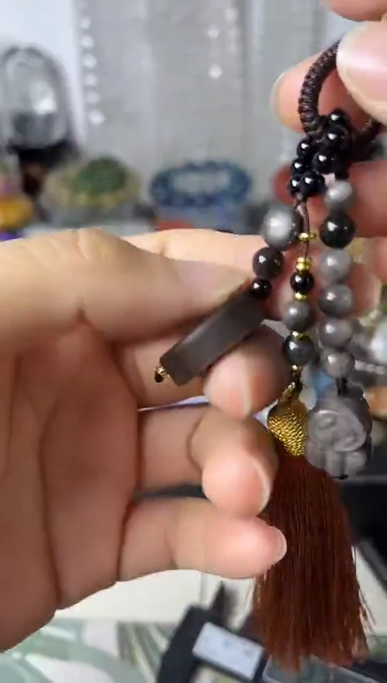 【闪购商品】黑曜岩手链未镶嵌35矿坑钥匙扣