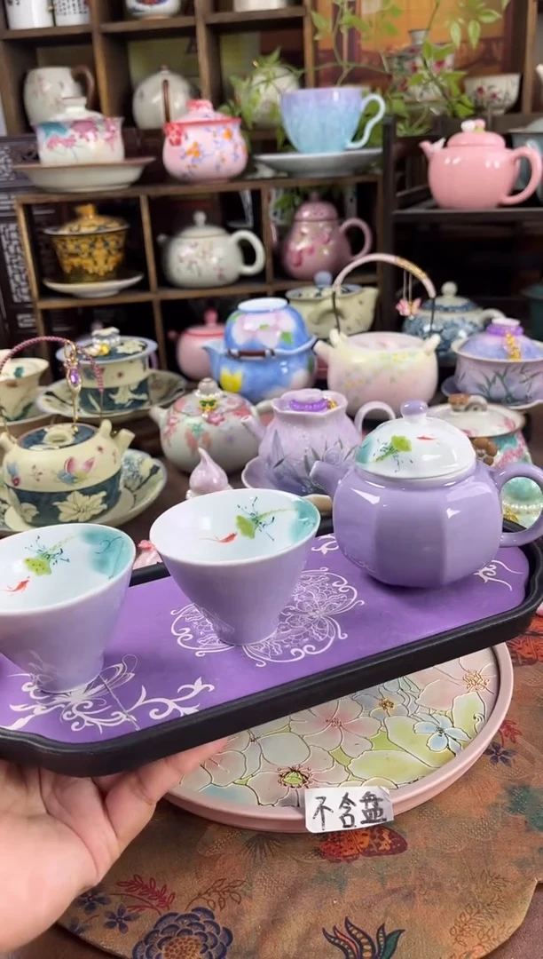 手绘 1壶2杯1个茶盘