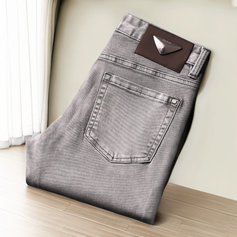 娜罗普西薄款时尚潮牌烟灰色牛仔裤男夏季款时尚休闲百搭修身小脚