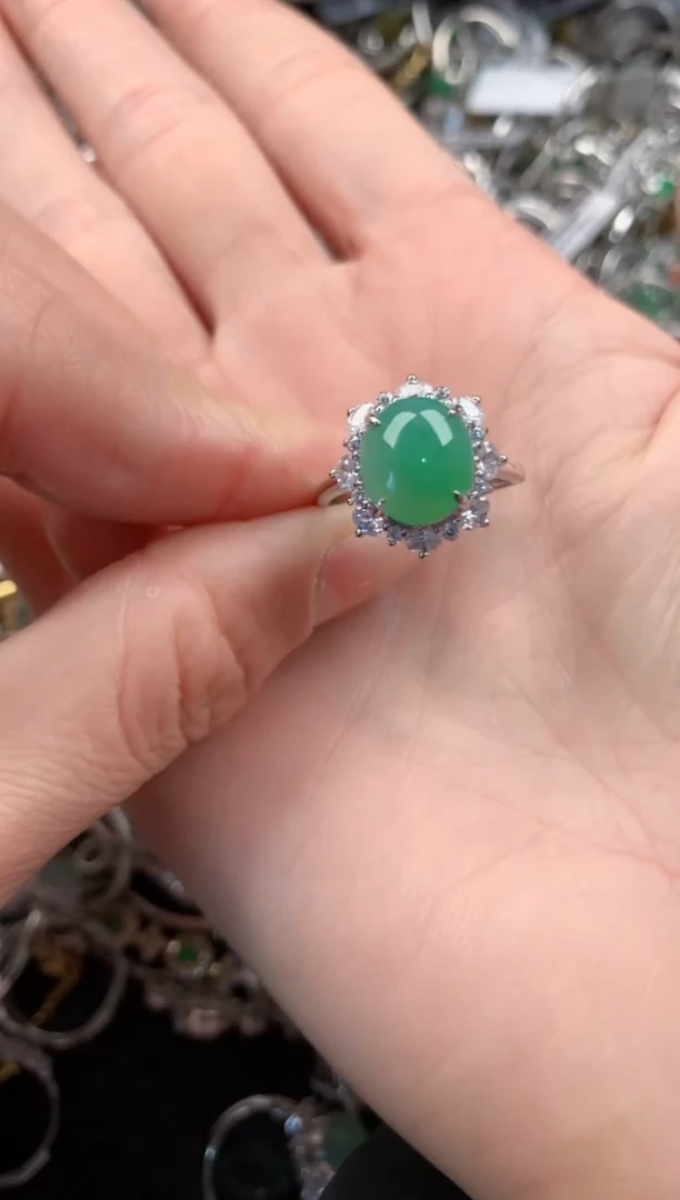 银S925镶嵌戒指翡翠888  5