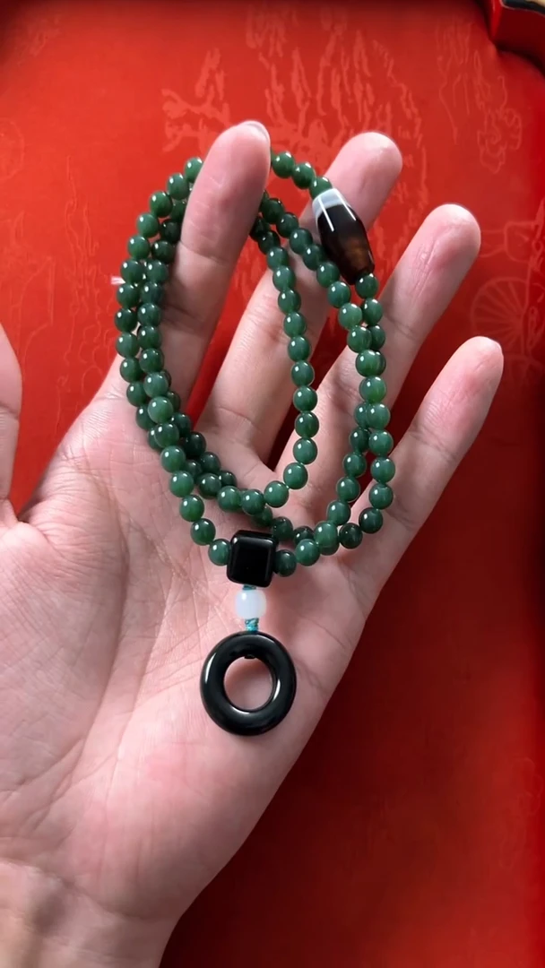 未镶嵌和田玉挂件新疆碧玉山料6妈妈08手串