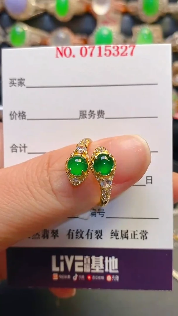 银S925镶嵌翡翠耳饰天然