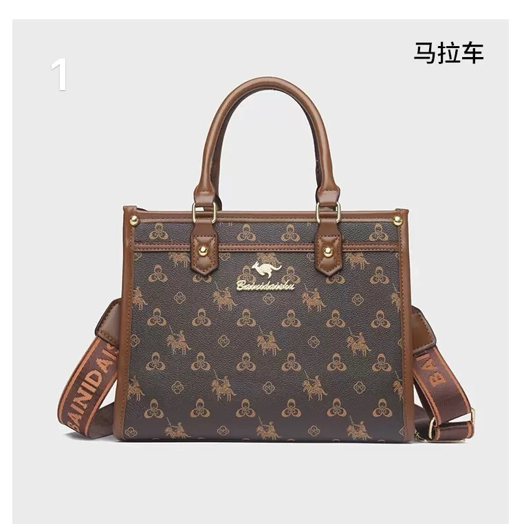 新款直播感手提手拎单肩斜跨大容量时尚托特女包时尚老花印花设计