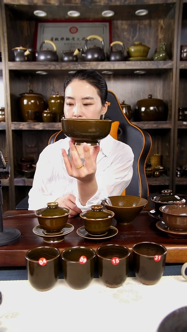 原矿釉煤窑烧制禅定碗两只