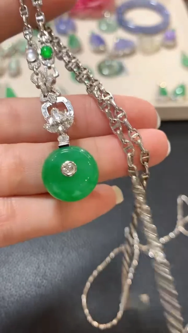 套链18K金镶嵌翡翠z186