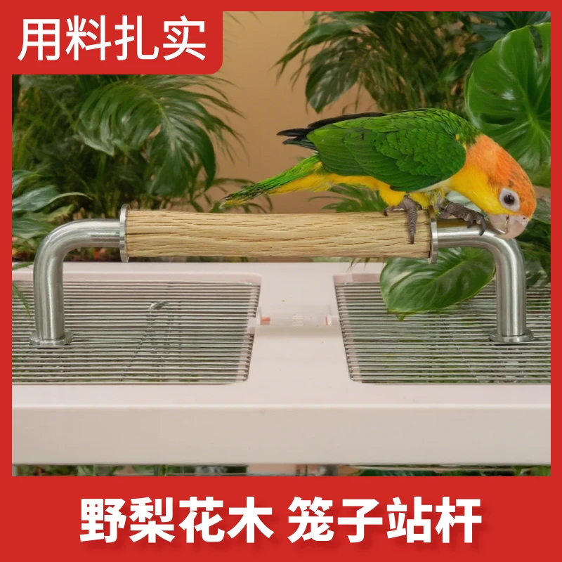 鹦鹉鸟笼站杆野梨花木站架磨爪凯克和尚中型鹦鹉手工diy不锈钢