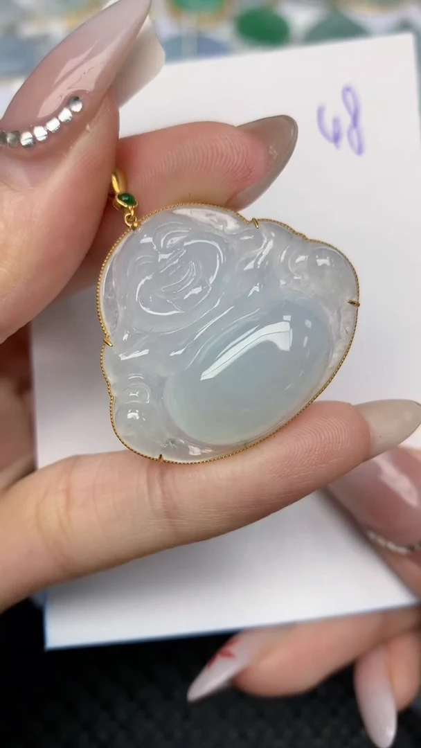 【闪购商品】翡翠颈饰18K金镶嵌天然翡翠a货