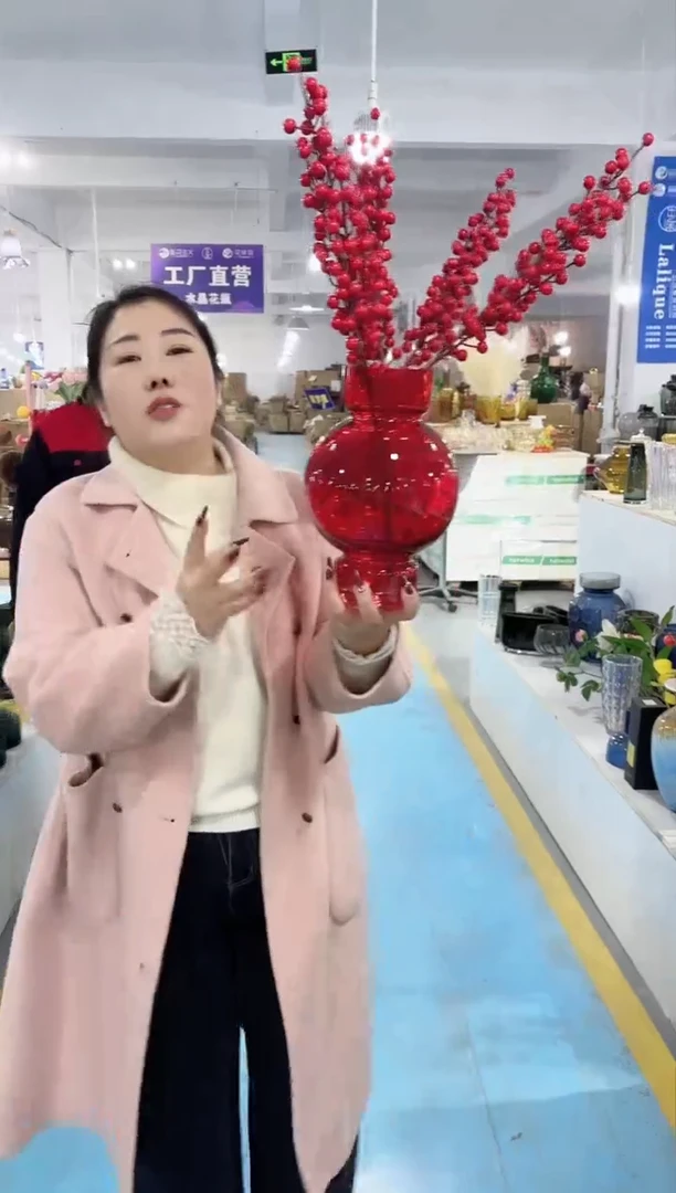 【闪购商品】玻璃DD-红灯笼花瓶