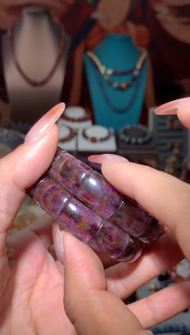 未镶嵌珠宝半成品水晶极光紫钛镯牌多样性发其1