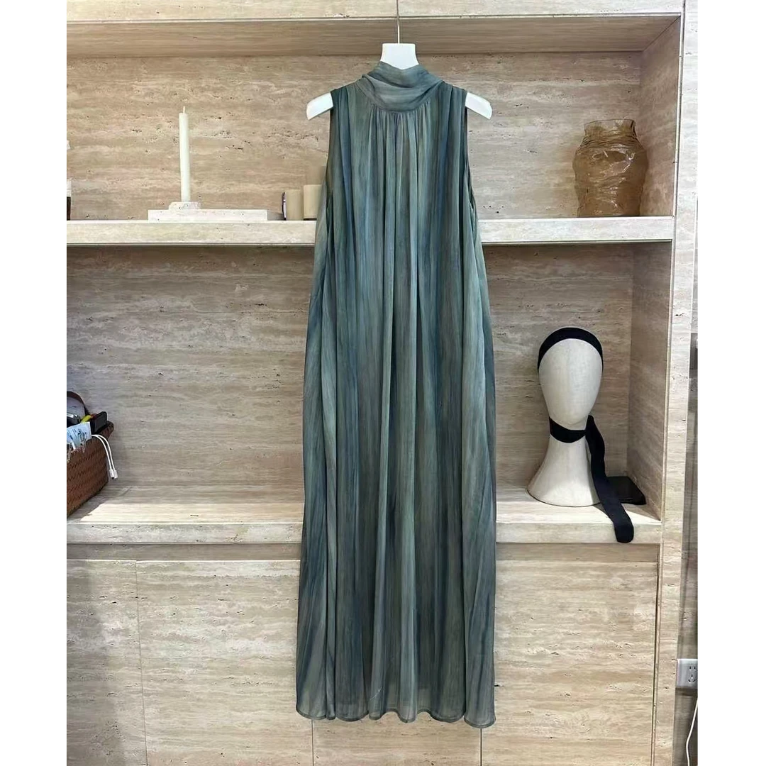 2025年夏季新款女晕染连衣裙度假风宽松气质无袖长裙2982