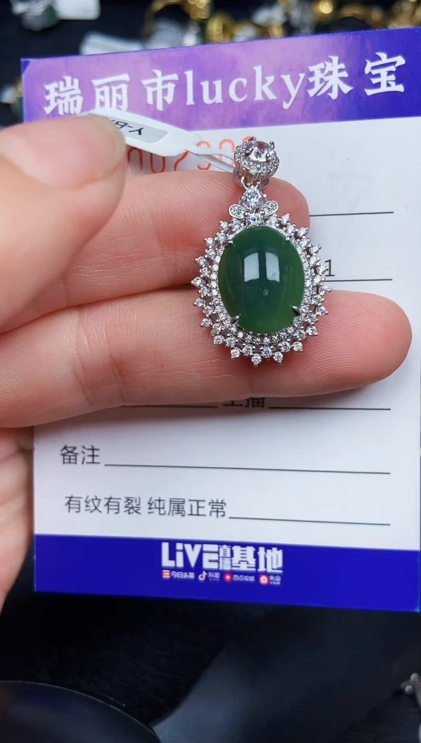 翡翠银S925镶嵌颈饰2306