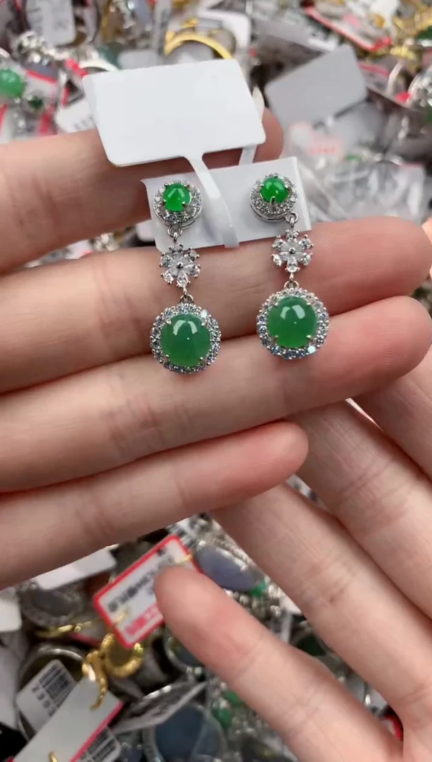 银S925镶嵌戒指翡翠444----5