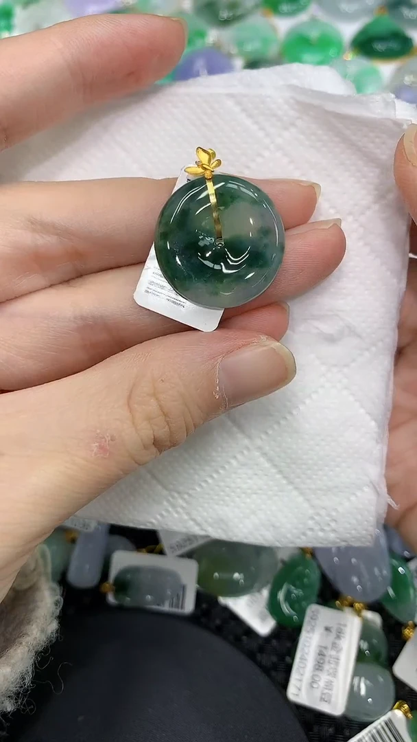 颈饰18K金镶嵌翡翠a货支持复检百元以上9元证书费自理