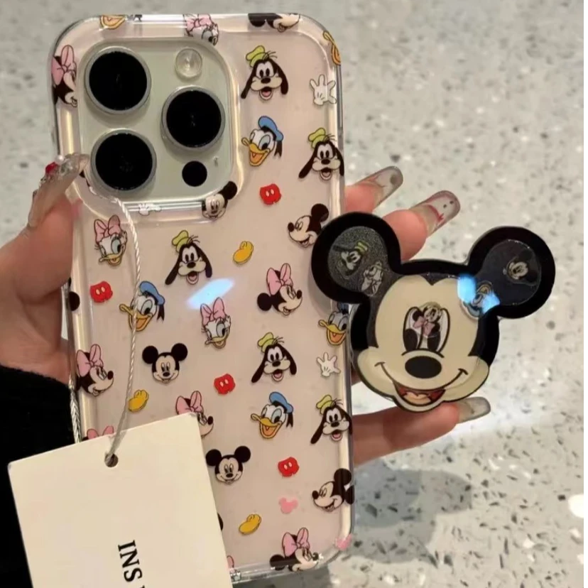 卡通可爱粉色米奇米妮适用iphone16pro苹果15手机壳14支架13日韩