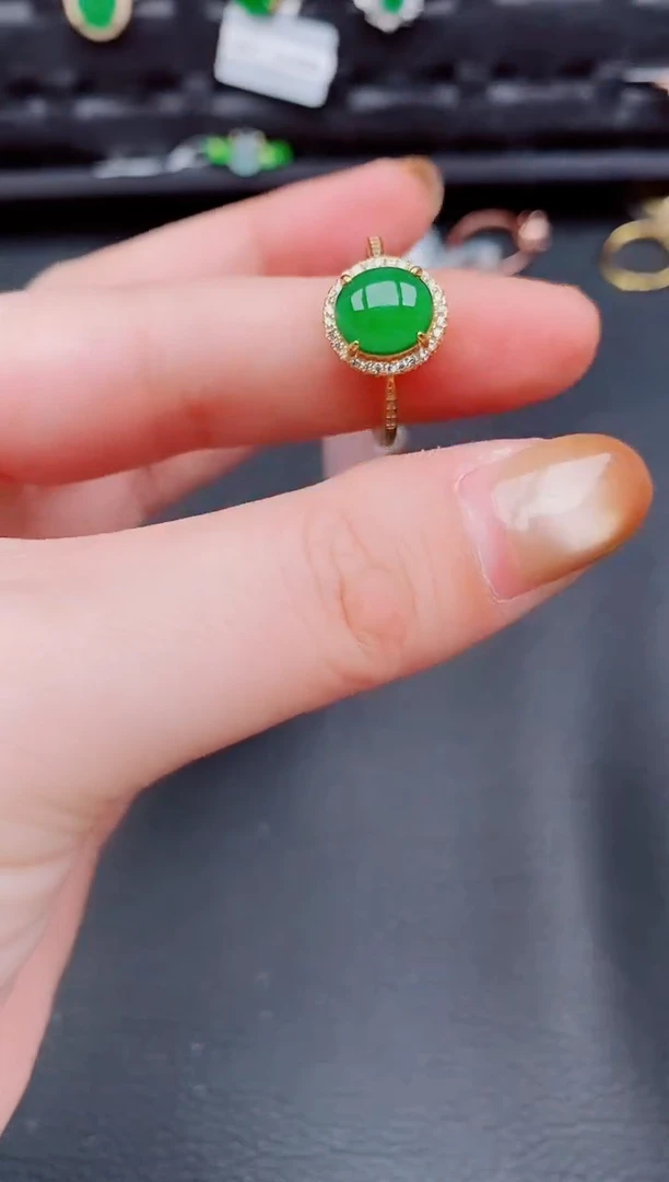 【闪购商品】翡翠戒指银S925镶嵌天然a货翡翠252