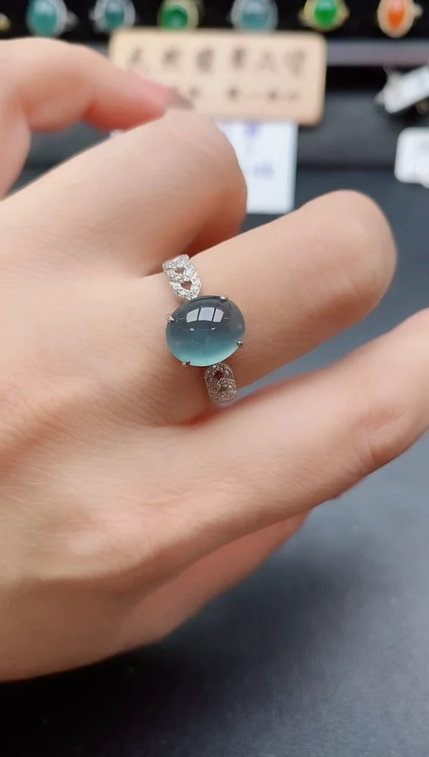 银S925镶嵌戒指翡翠1