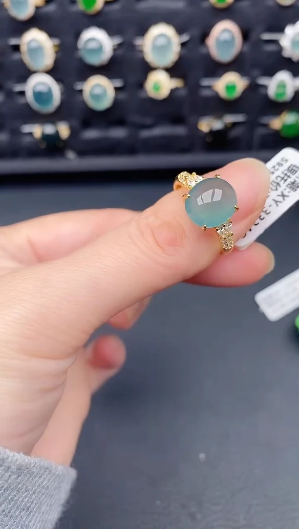 银S925镶嵌戒指翡翠天然a货翡翠61