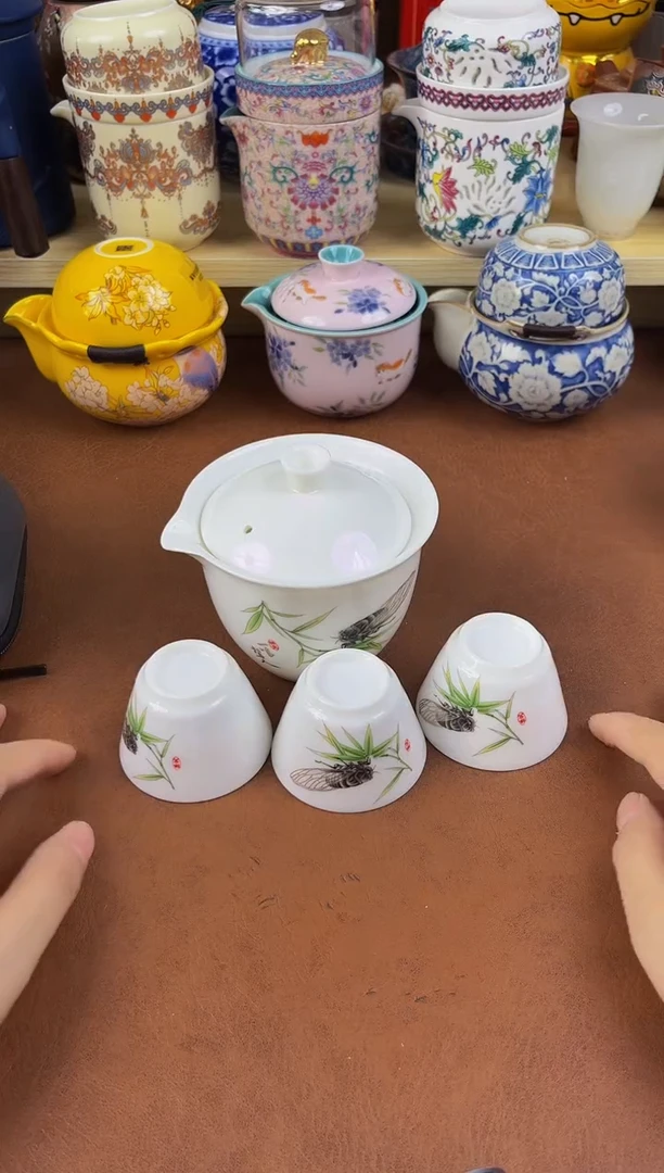 陶瓷茶具摆件旅行套组