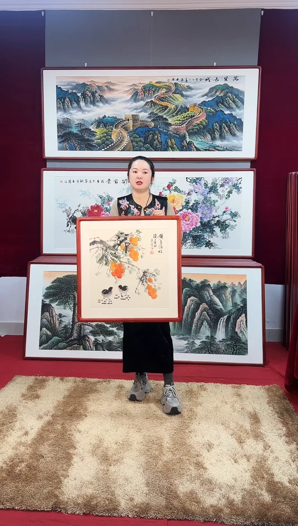 国画手绘黄金果63*63尺寸
