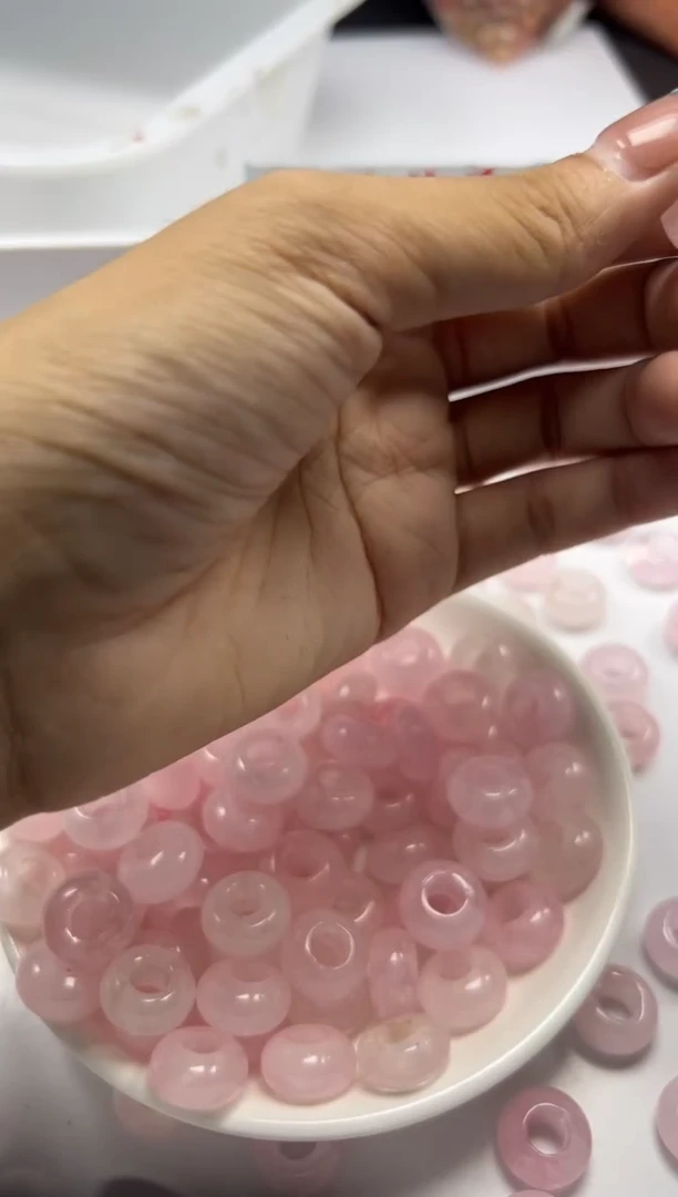 未镶嵌颈饰水晶x1271粉水晶跑环*2个