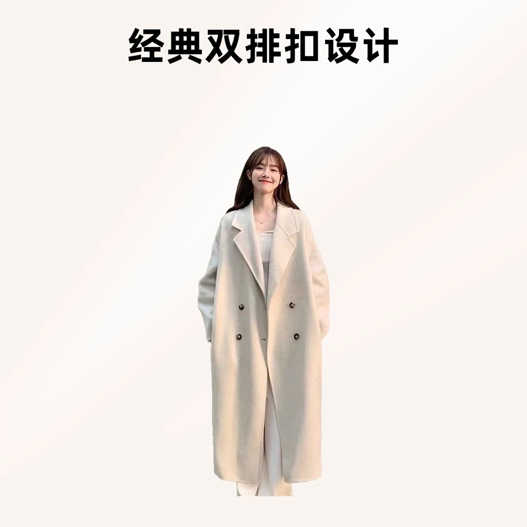 2025反季大促爆款韩式女双面呢中长款显瘦双面羊毛大衣外套