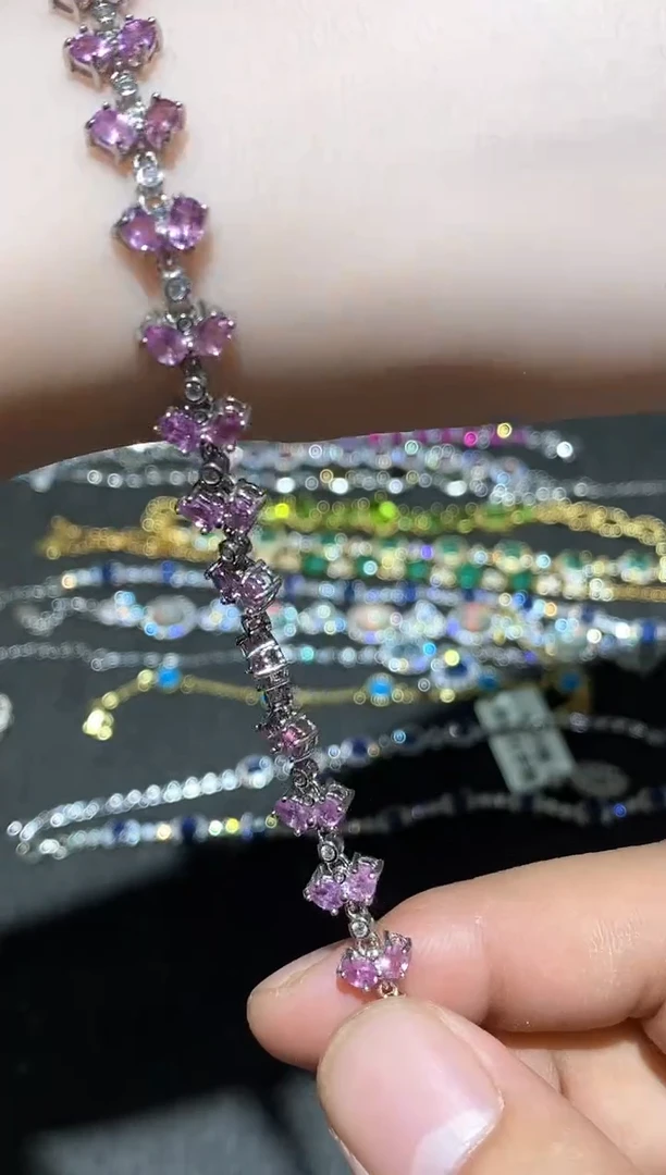 手链蓝宝石银S925镶嵌手链