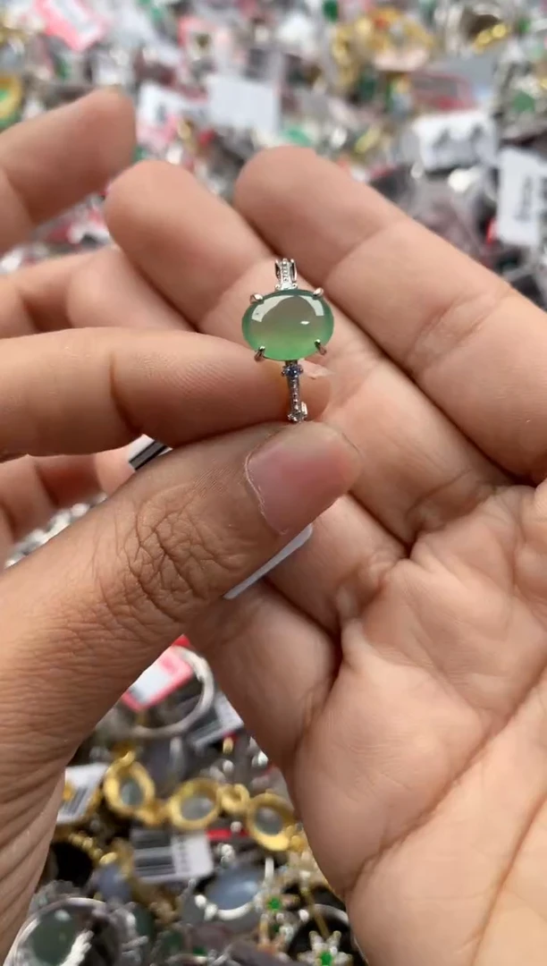 银S925镶嵌戒指翡翠555                6