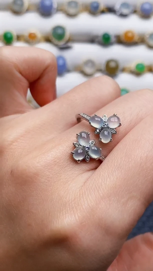 银S925镶嵌戒指翡翠7021